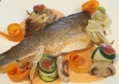 Formules - Menu prestige - Filet de bar et sa mousse de poivons rouge - Excellence culinaire - Bruno FRITZ