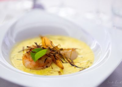 Noix de Saint Jacques et gambas au champagne pistil de Safran - Excellence culinaire - Bruno FRITZ - Cécile BOUCHER